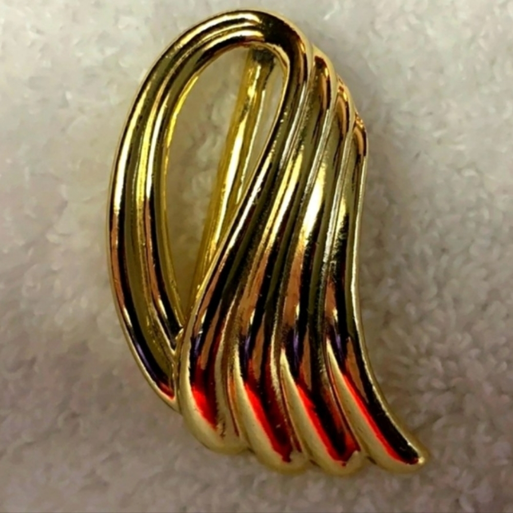RARE Authentic Vintage Angel Wing Scarf Slide Luxury Gold Jewelry Celeb Style - Picture 10 of 15